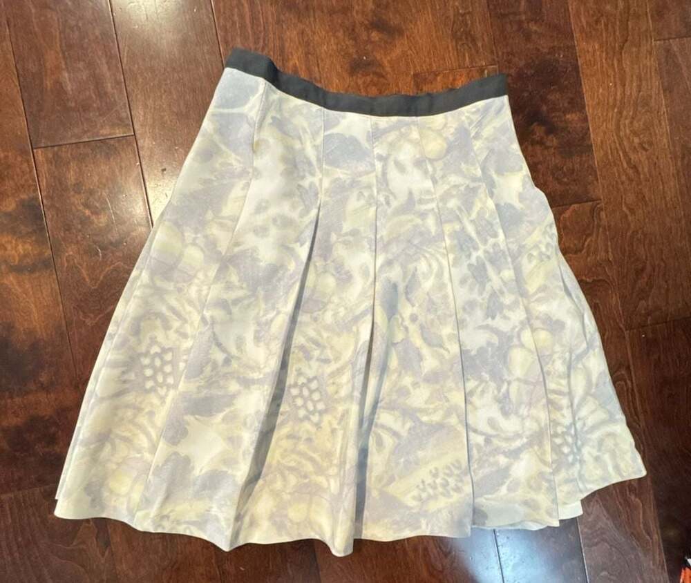 Anne Klein Silk Pleated Midi Skirt Size 6 Floral